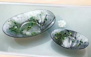 Ovale Glasschale - Wildwiese