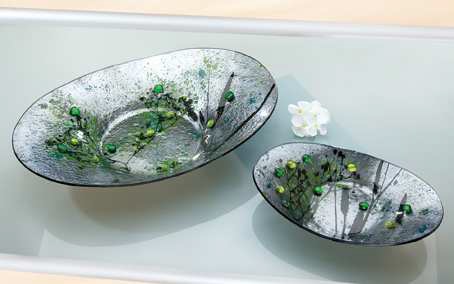 Ovale Glasschale - Wildwiese